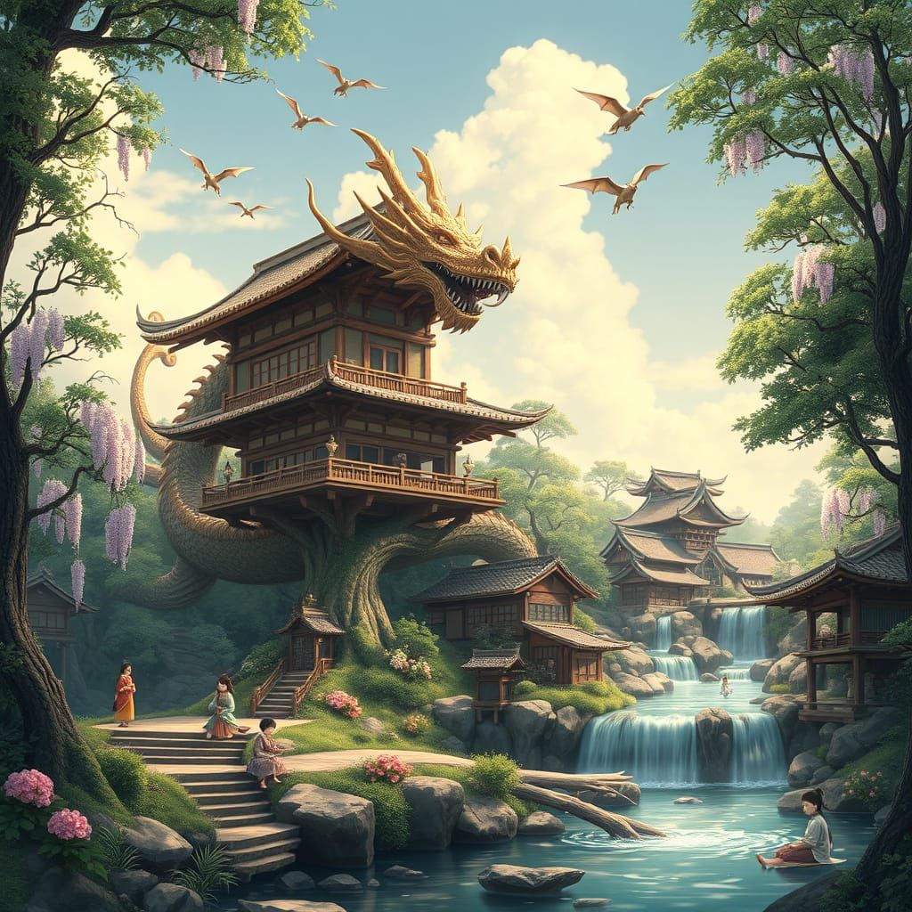 Dragon Treehouse Village in Japanese Style