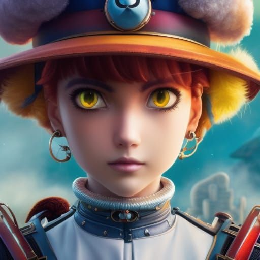 Cyberpunk Clown Rides Cow, Studio Ghibli Style