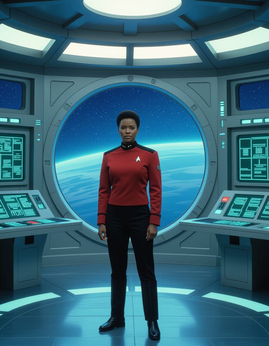 Starfleet Officer on Deep Space Nine in Matte Painting Style