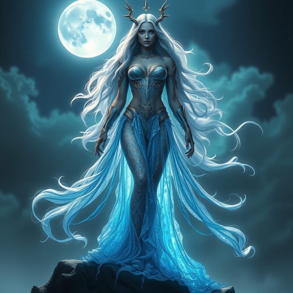 Majestic Goddess of Elements in Ethereal Armor