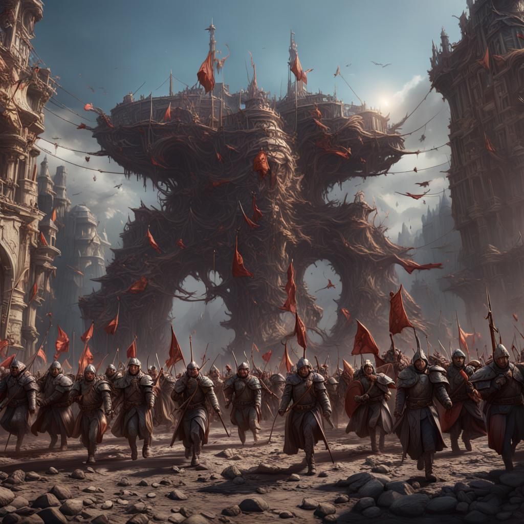 Fantasy War Scene in Detailed Matte Painting