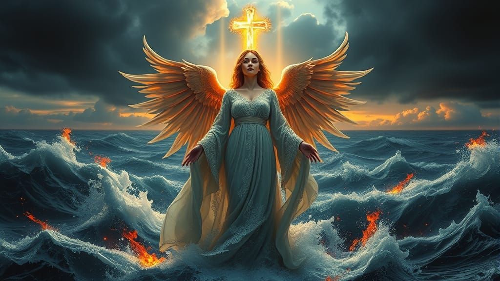 Radiant Goddess Ascends to Heavenly Horizon in Splendid Digi...