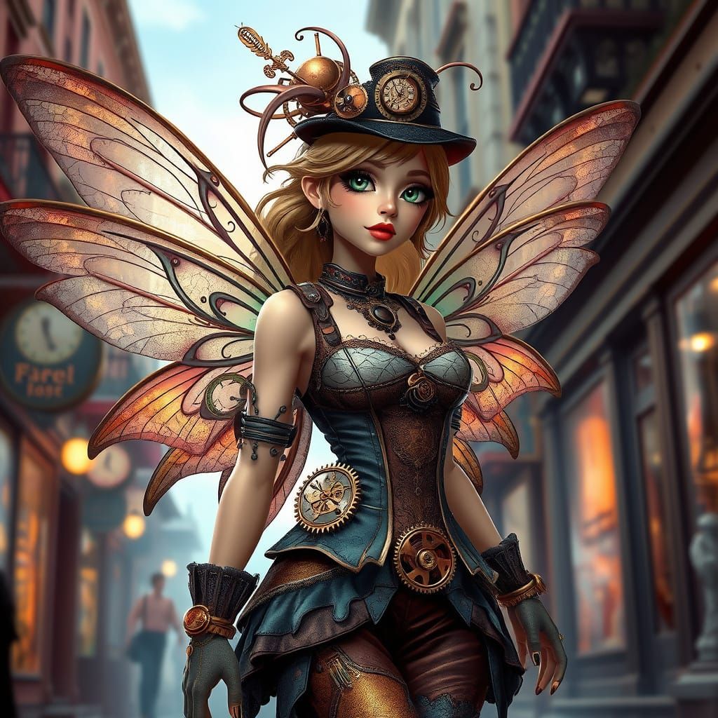 Steampunk Fairy Explores Victorian City in Hyperrealistic St...