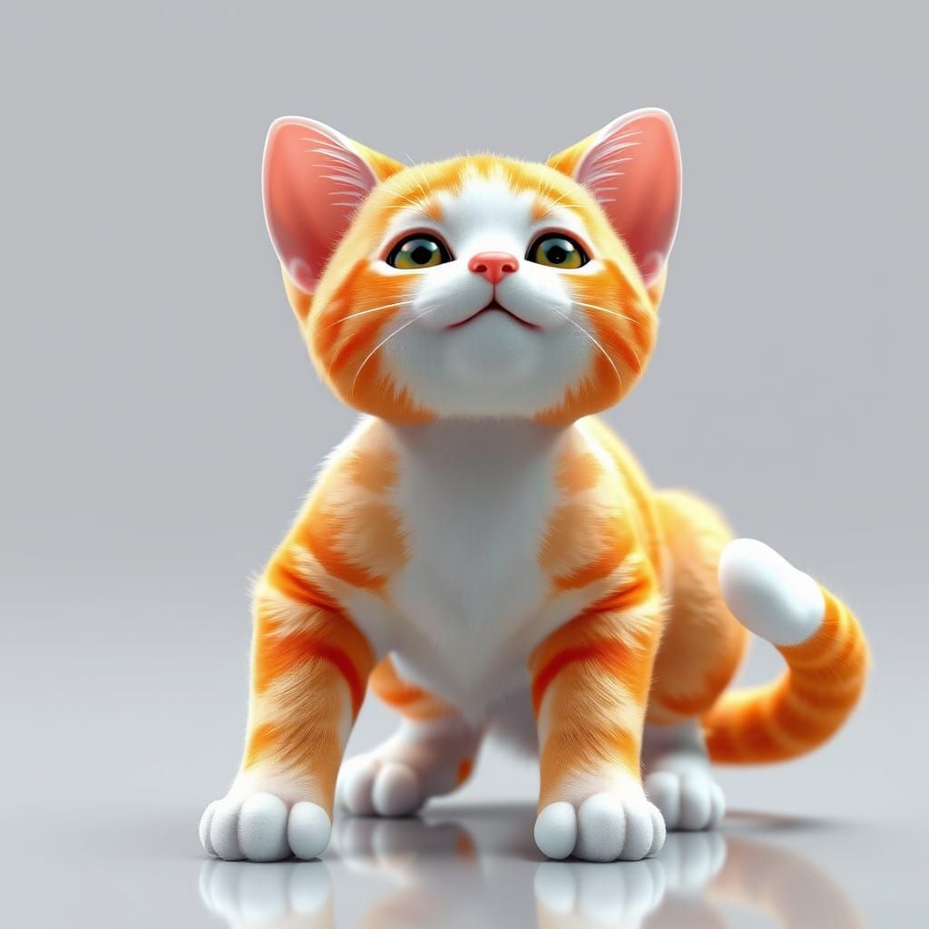 Vibrant Anime Tabby Cat in Stylized 3D