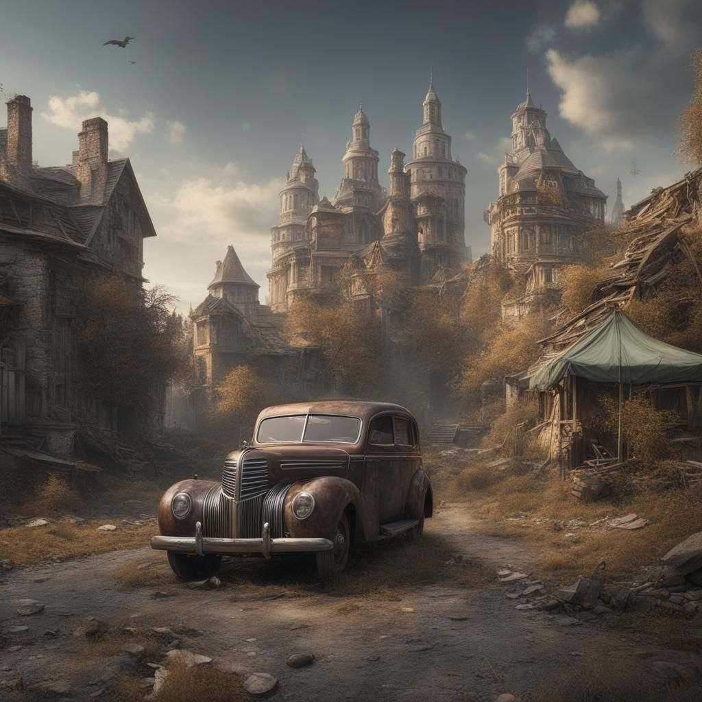 Surreal Matte Painting from the 1940s in 8K