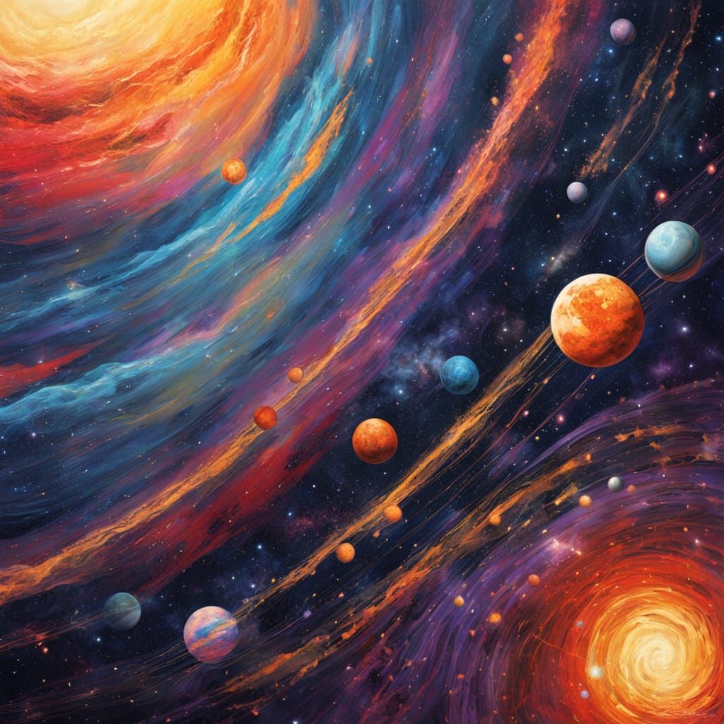 Cosmic Vista in Neo-Impressionist Style