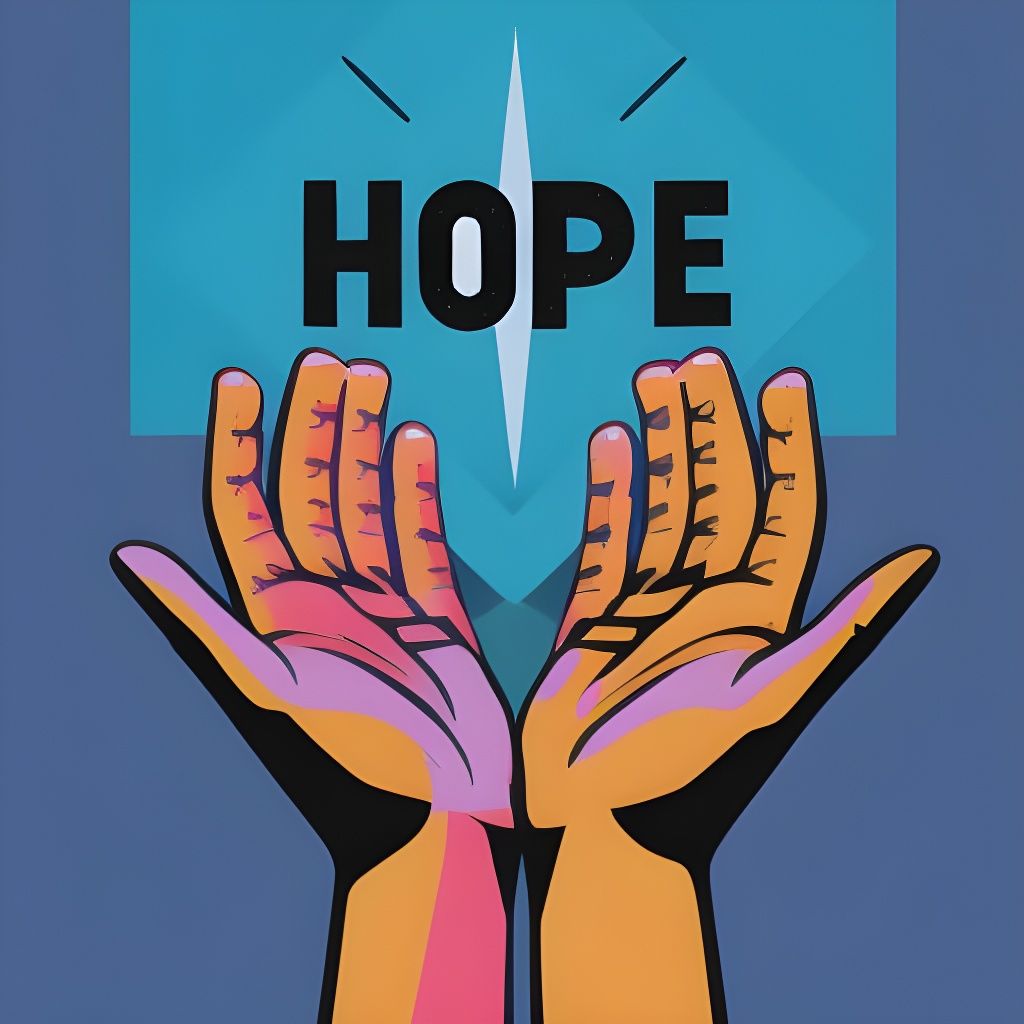 The Word 'HOPE' in Hands: Pop Art Screen Print