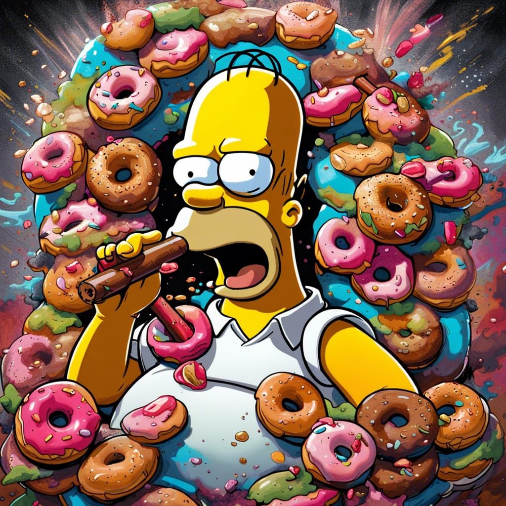 Homer Simpson Donut Graffiti Art in Street Style