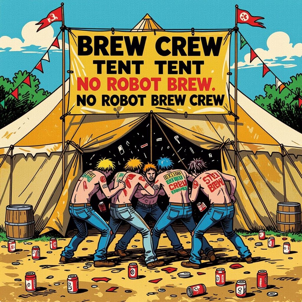 Glastonbury Brew Crew Brawl in Steadman Style