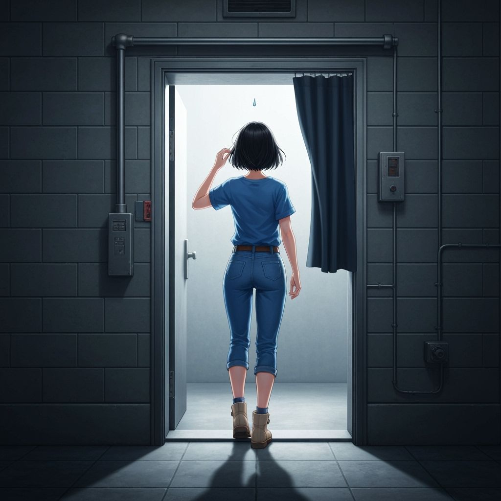 Anime Woman Under Metallic Curtain, Fantasy Concept Art