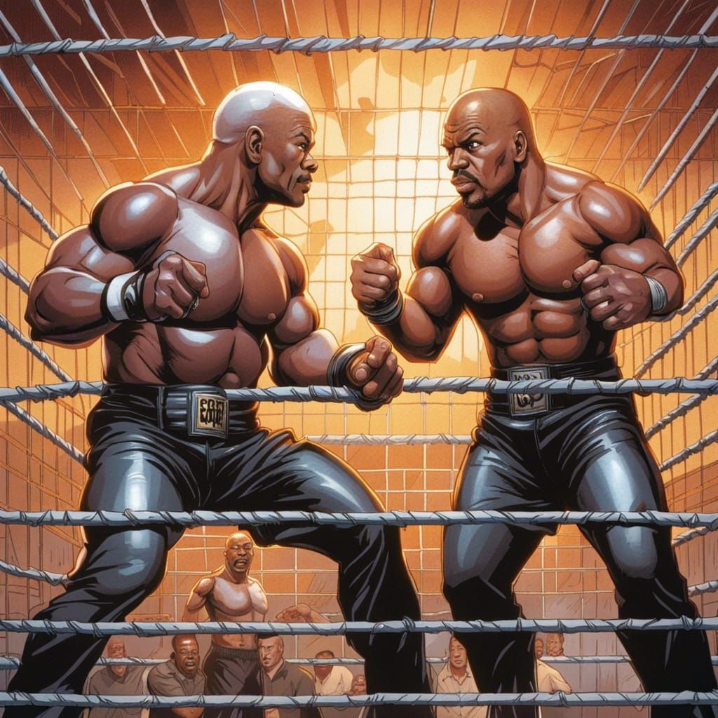 Comic Book Art Fight Scene in a Cage