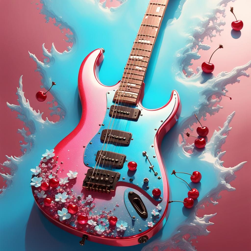 Opalescent Biopunk Electric Guitar with Cherry