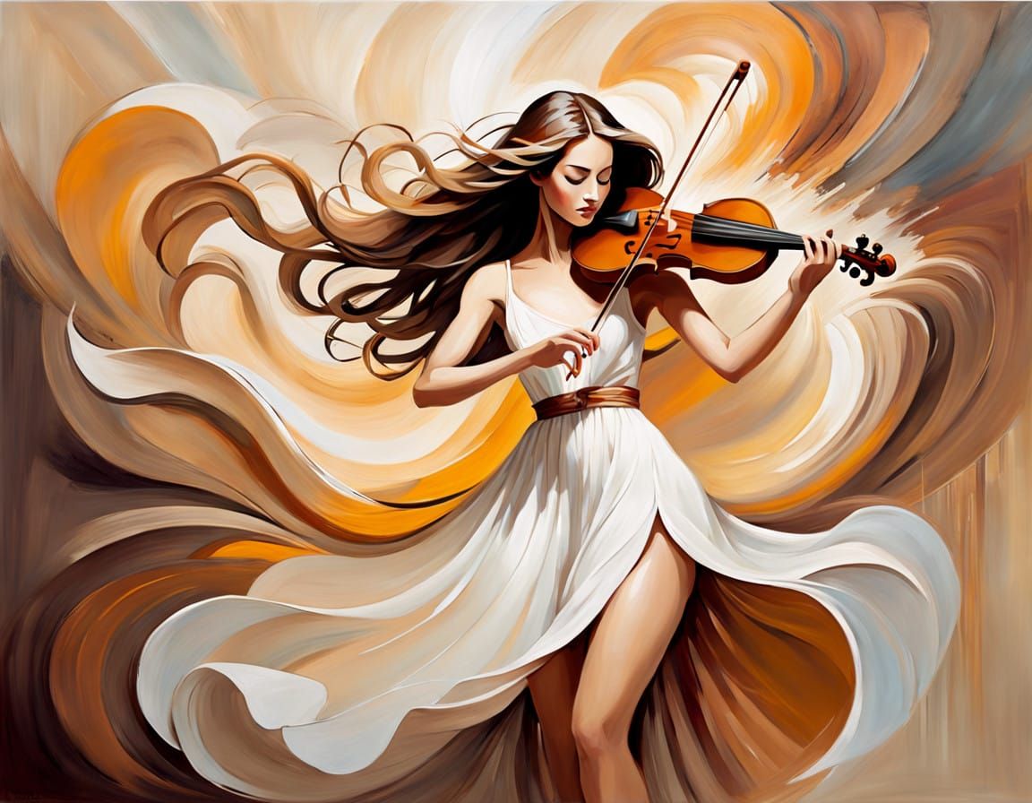 Impressionist Woman Violinist in Movement