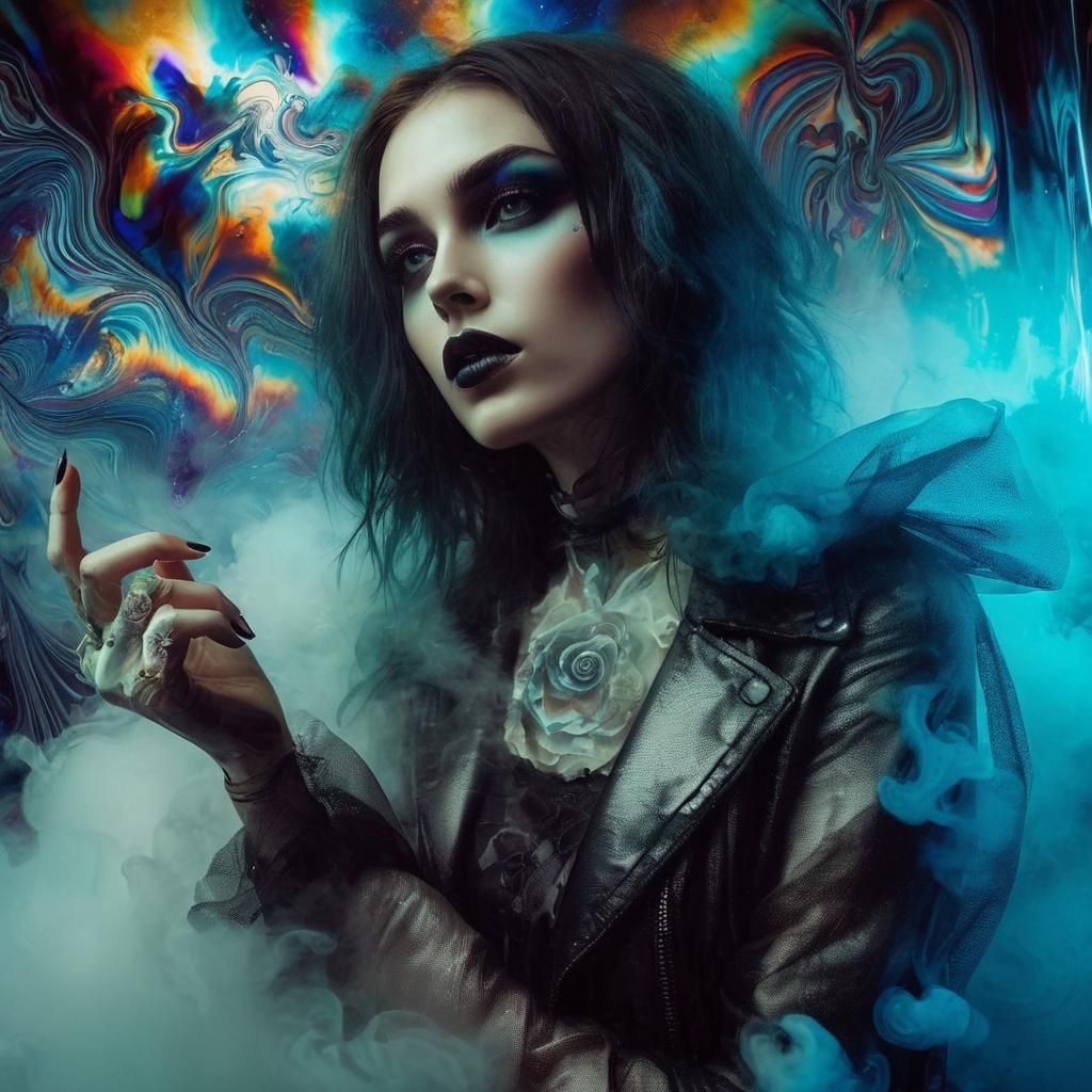 Ethereal Abstract Art with Swirling Ink Colors