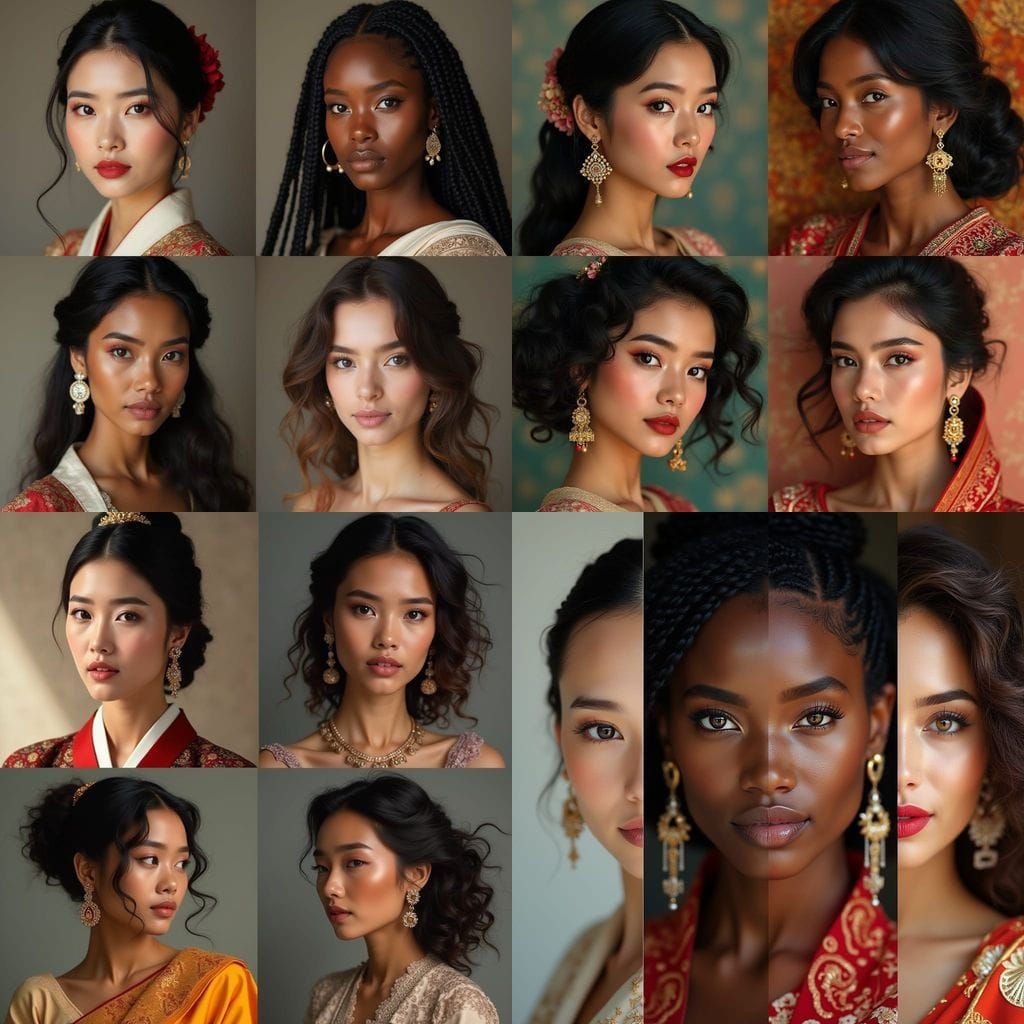 Global Beauty: A Portrait Collage in Four Quadrants