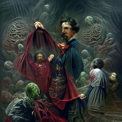 Zombie Dr. Strange with Cloak, Engraving Style