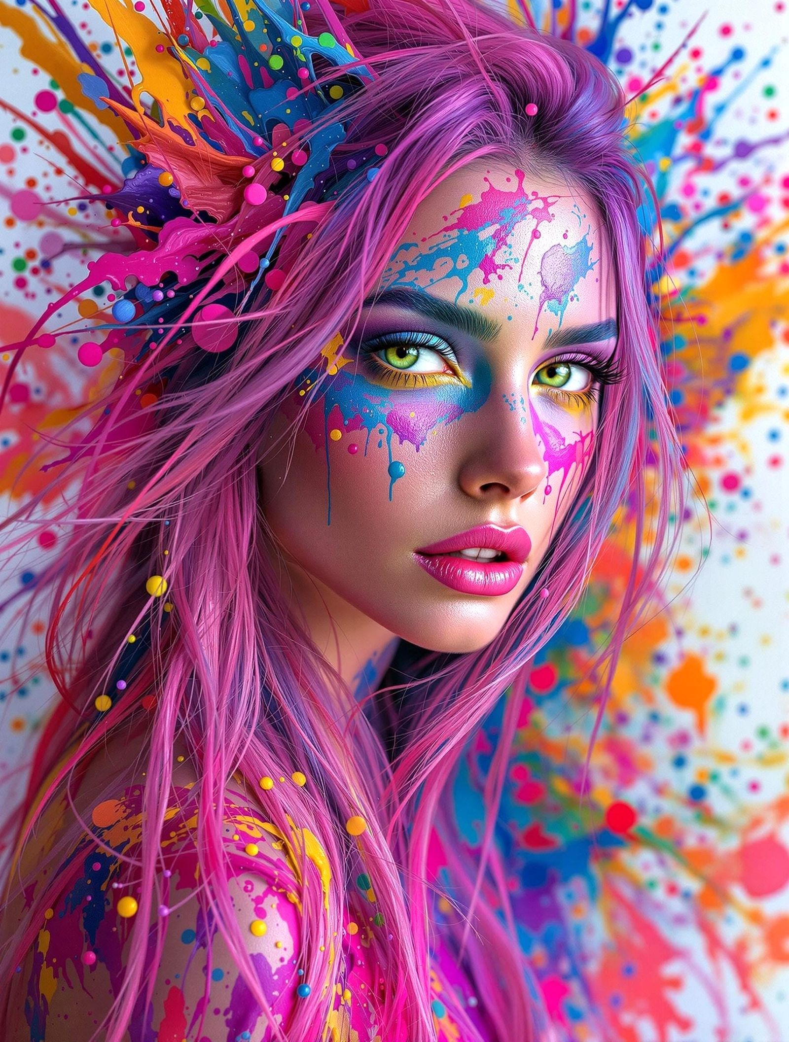 Glowing Magenta Goddess with Explosive Pailletten Beauty