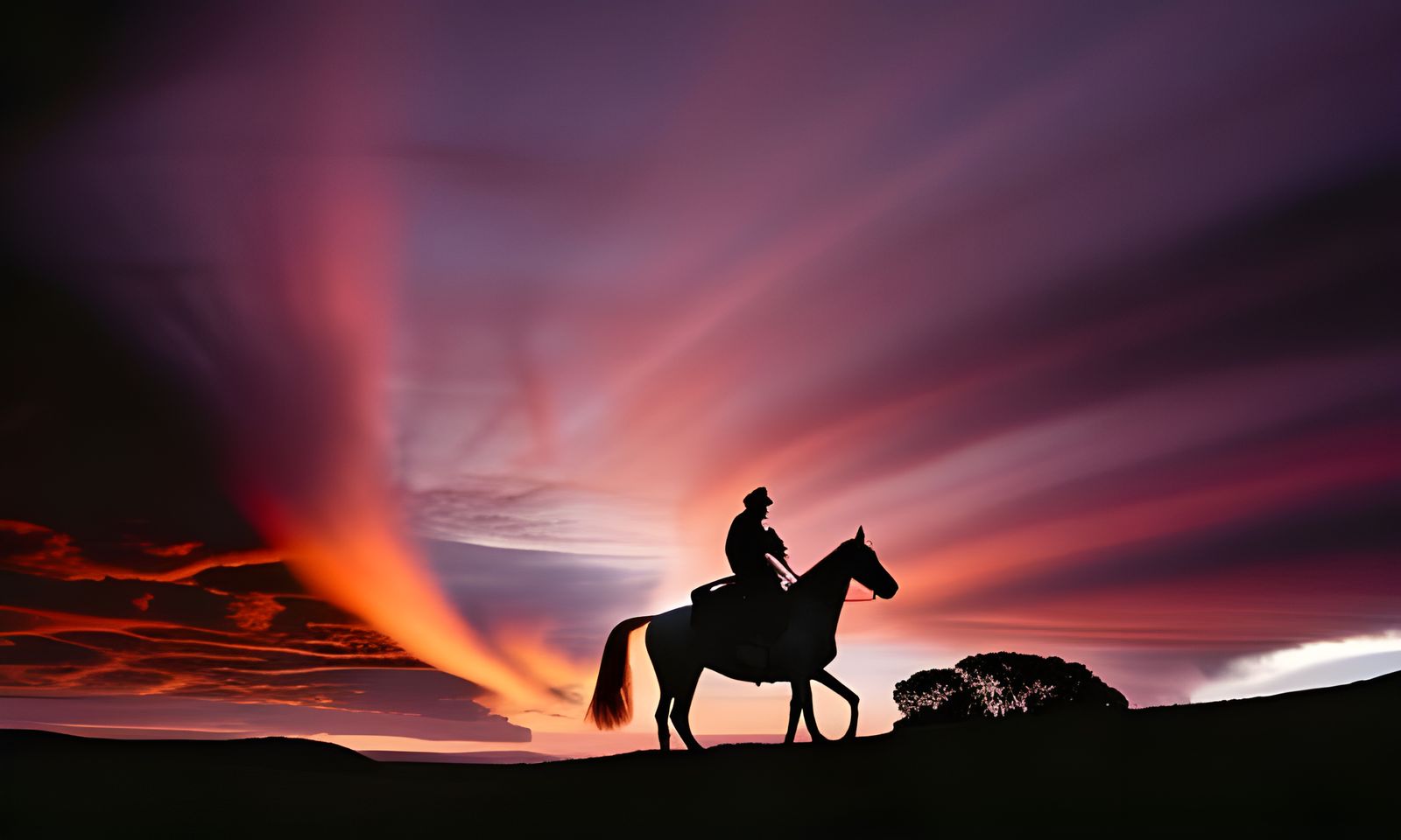 Cowboy Sunset: Detailed Digital Painting in Fantasy Style