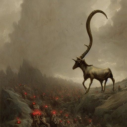 Bug Goat Fusion in Gothic Horror Style