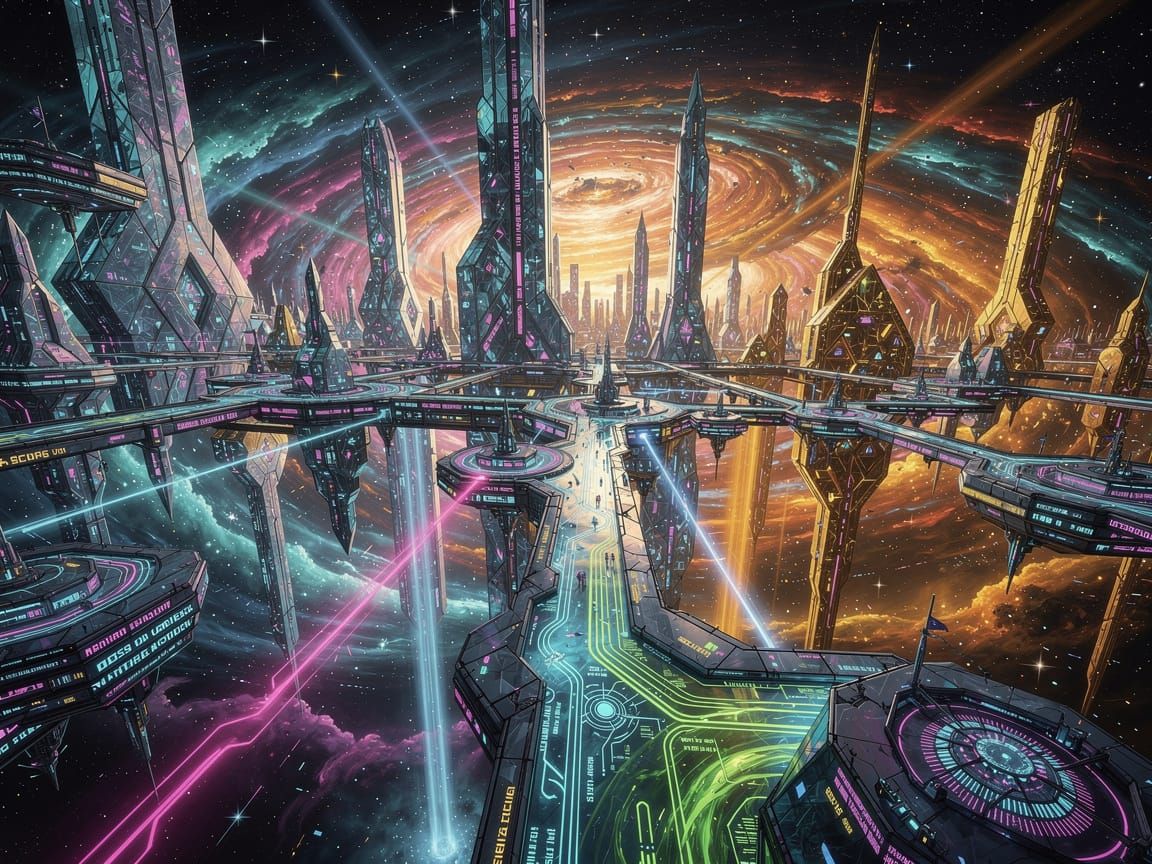 Colossal Crystalline City in Cosmic Vortex
