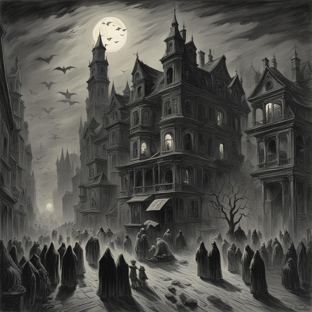 Haunted City of Ghosts in Horror Style