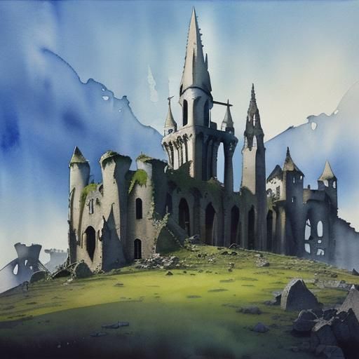 Cyberpunk Castle in Shimmering Ash Ruins