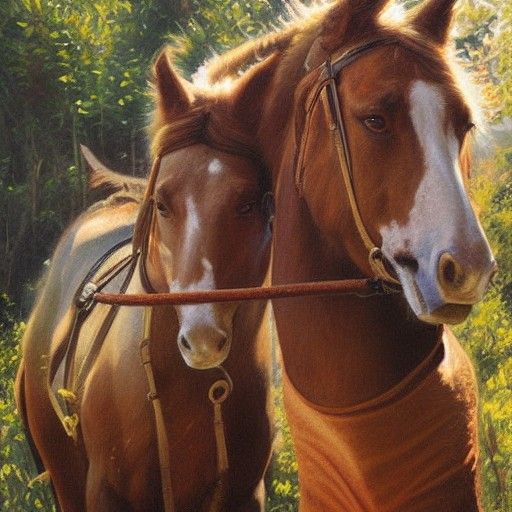 Heartwarming Friendship Scene as Oil Painting