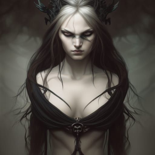 Sinister Goddess Portrait in Hyper-Realistic Digital Art