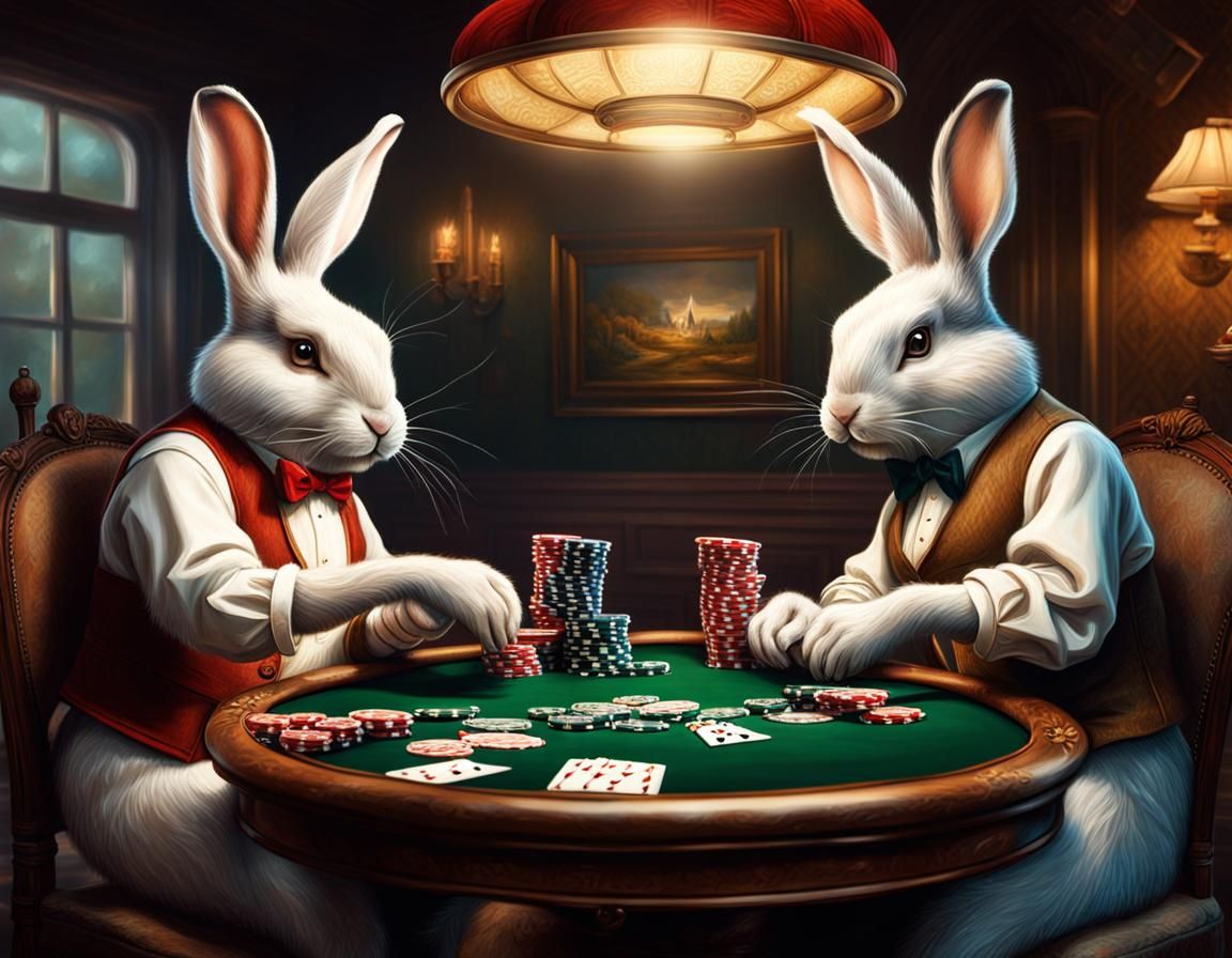 Anthropomorphic Rabbits Playing Poker in Digital Art