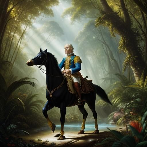 George Washington Rides a Penguin Through Amazon: Photoreali...