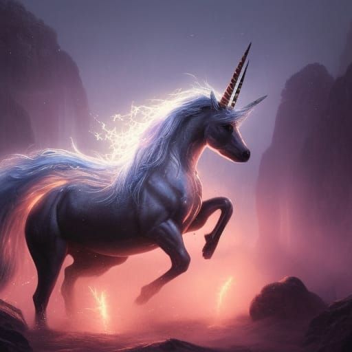 Dark Fantasy Unicorn in Hyperdetailed Style