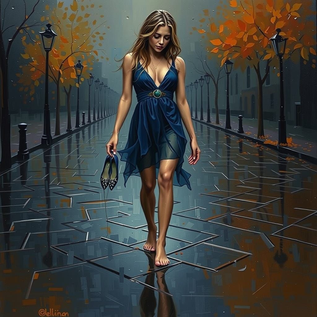 A hyper-realistic impressionist oil painting of a graceful, ...