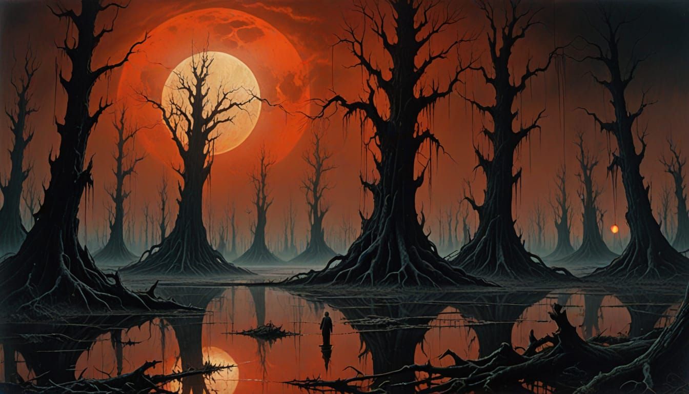 Surreal Futuristic Landscape at Dusk