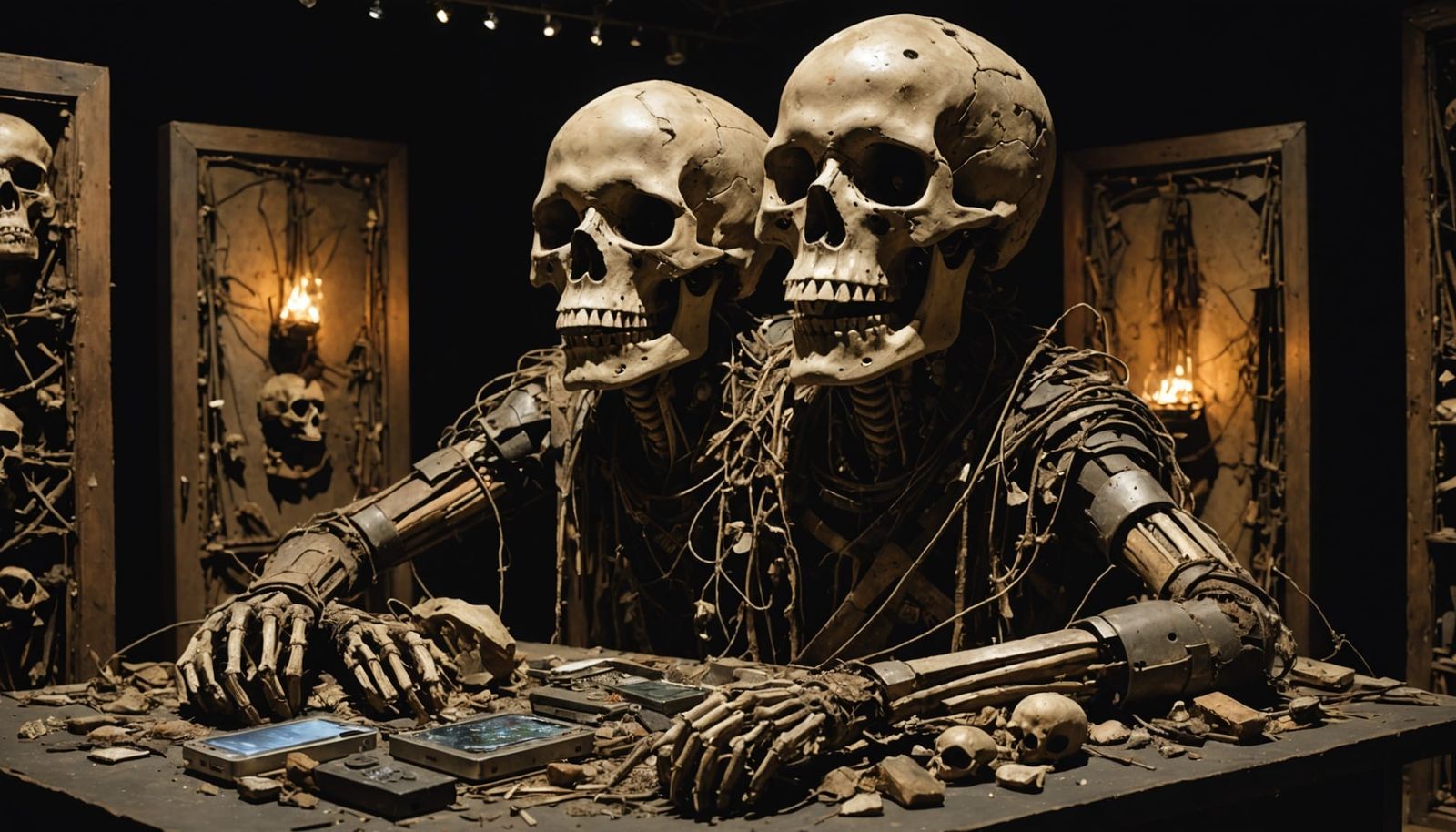 Monumental Sculpture of Electronics and Bone