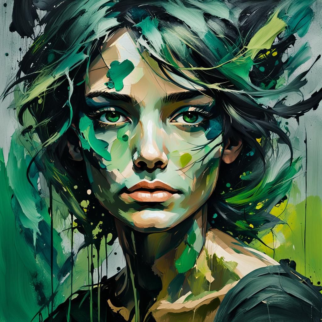 Abstract Fairy Portrait with Expressive Color Splashes