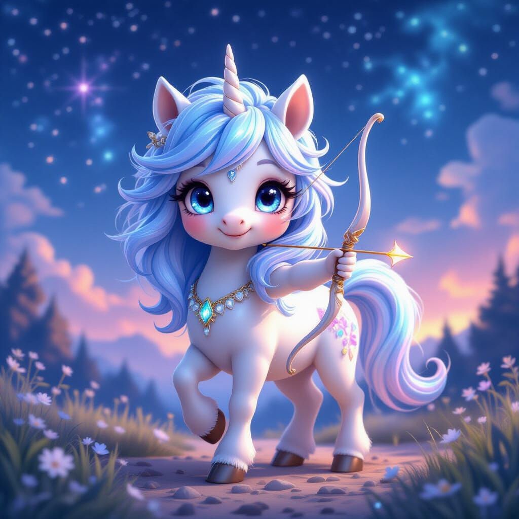 Baby Centaur Sagittarius in Porcelain and Crystal