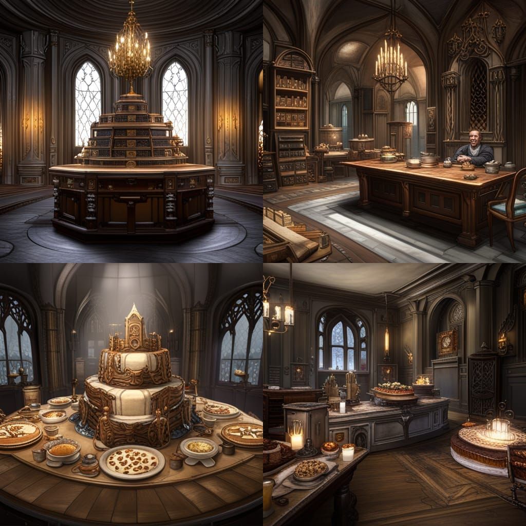 Gothic Cake on a King's Table: Dark Fantasy Art