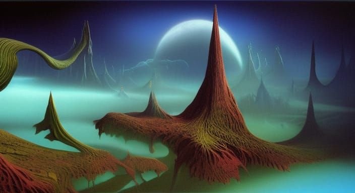 Mystical Dark Dreamscape with Dynamic Lighting