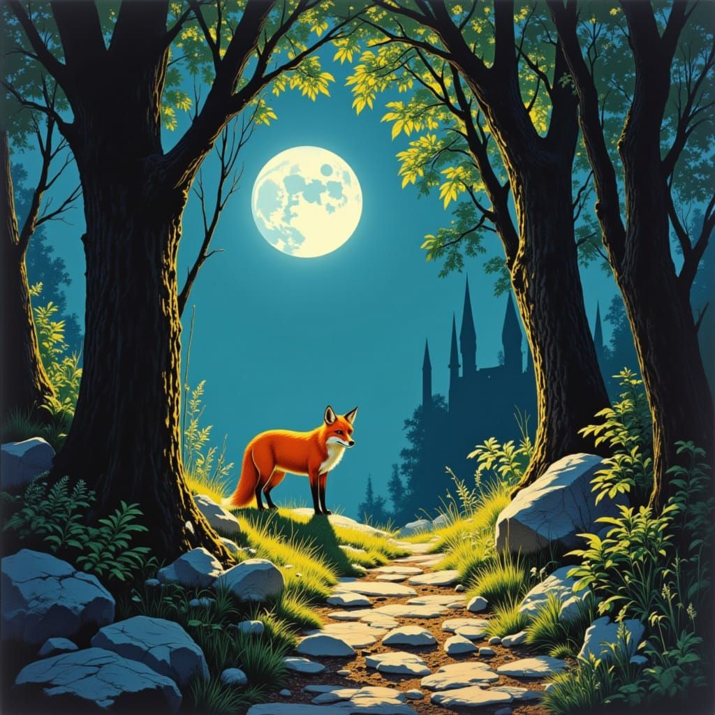 Vintage 1970s Medieval Fox by Moonlit Forest