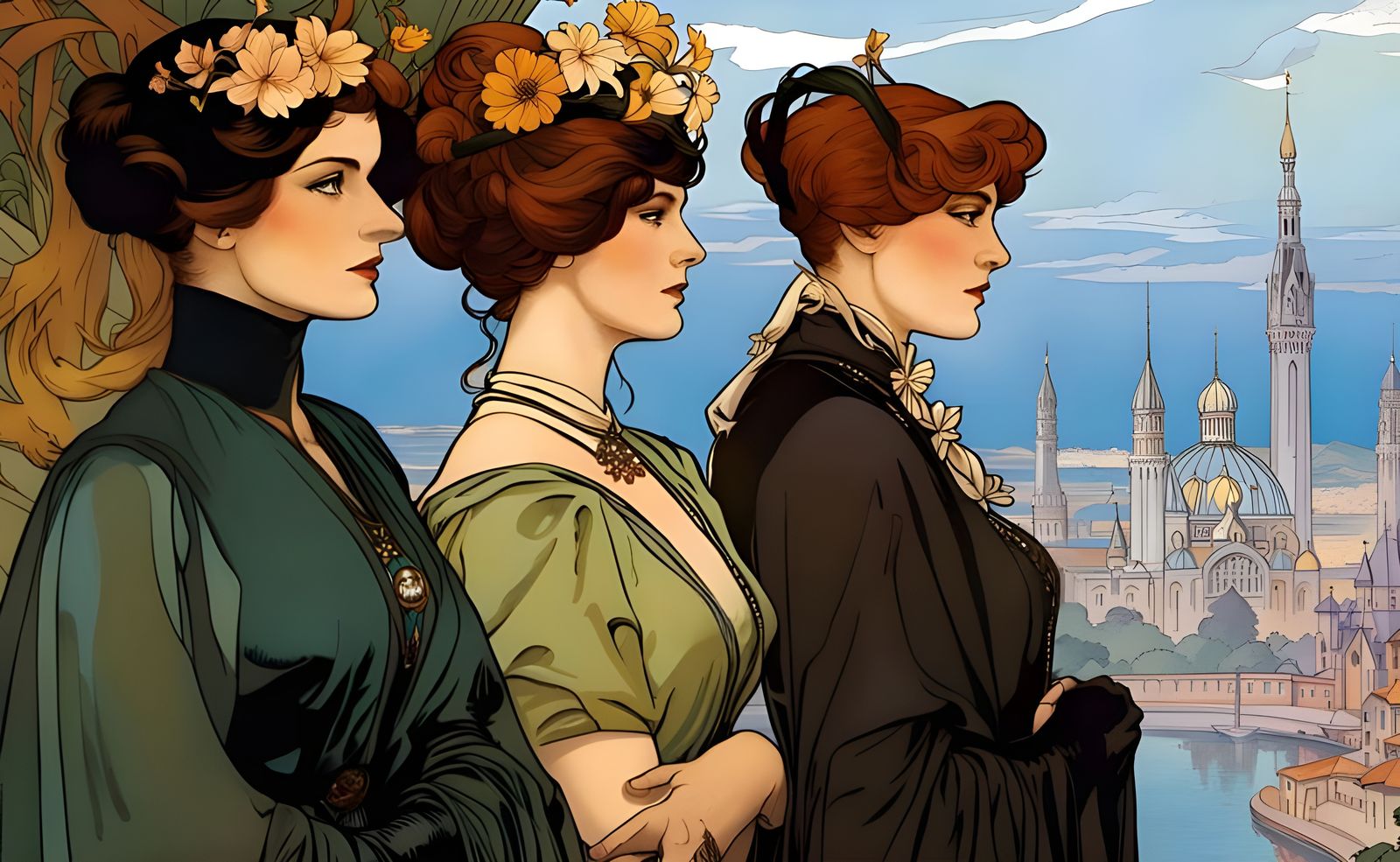 Gynoid Governess: Art Nouveau Graphic Novel Illustration