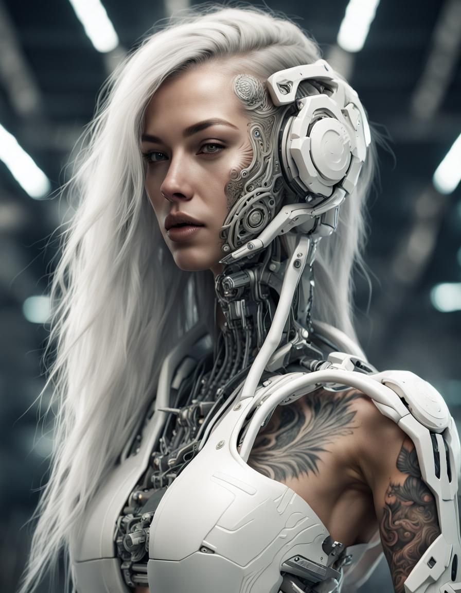 Kevlar Cyborg Warrior with Maori Tattoo in Mecha Style