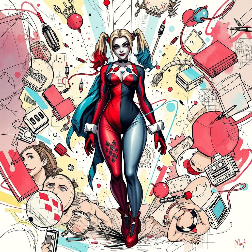 Harley Quinn Stepping Out of a Comic Book Dream