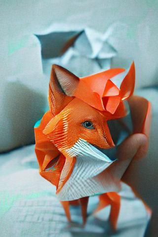 Origami Fox in 8K 3D Render