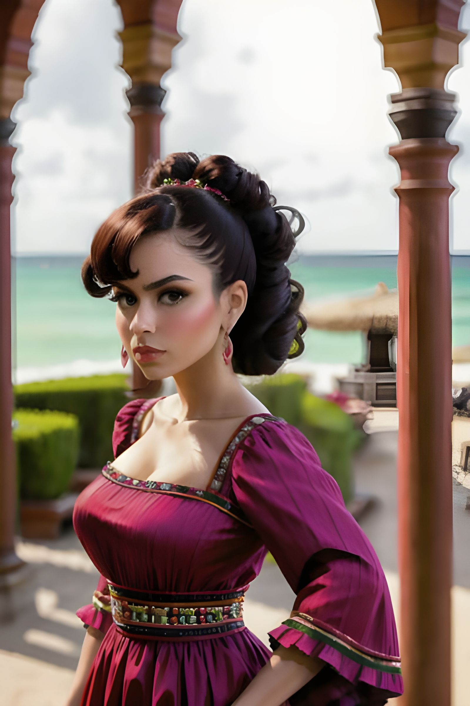 Elegant Senorita in Classic Mexican Hacienda