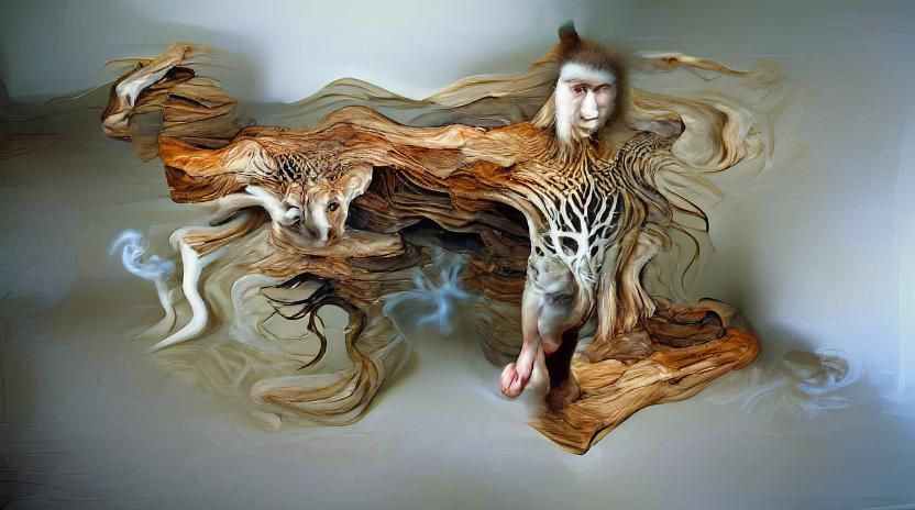 Mythical Forest Spirit Sculpture in Oils