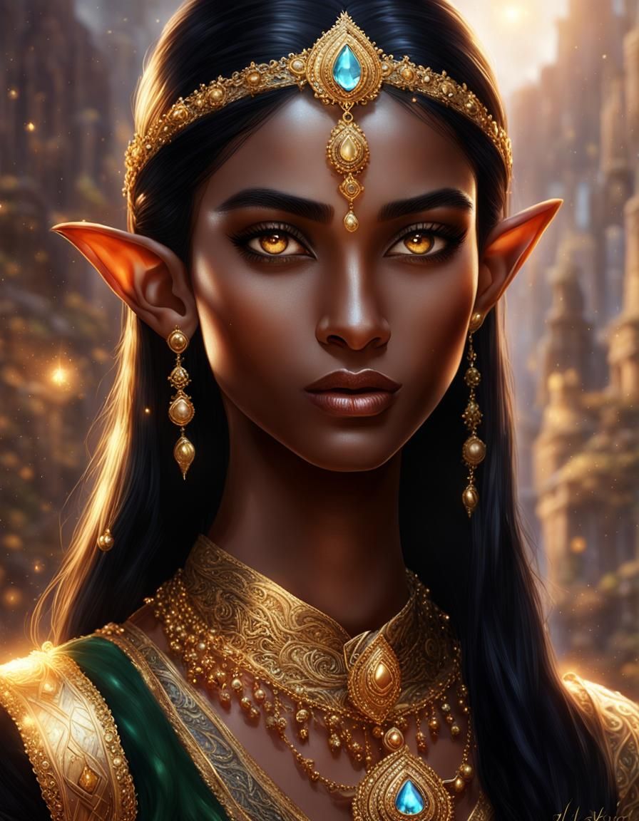 Portrait of a Beautiful Dark Elf Queen