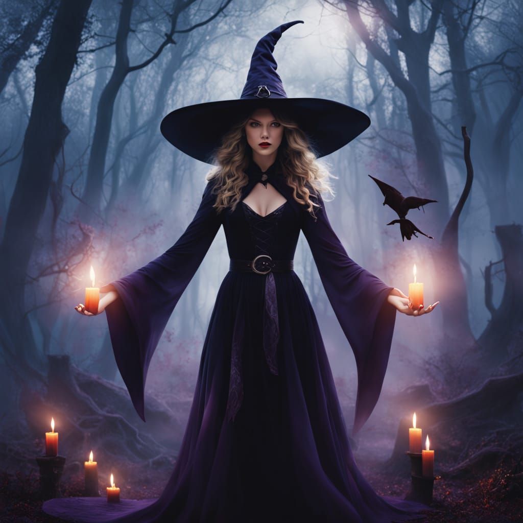 Taylor Swift Enchants as a Dark Fantasy Witch