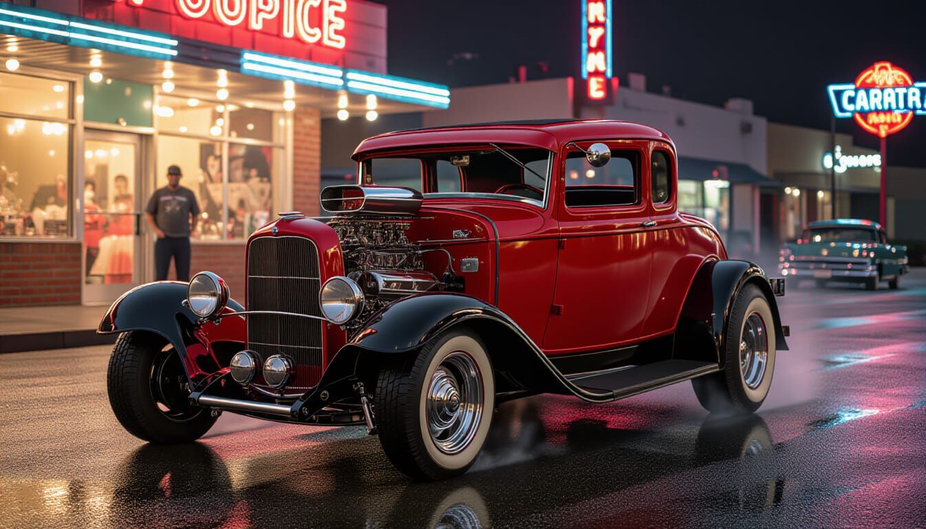 1932 Ford V8 Hotrod in American Graffiti Cinematic Style