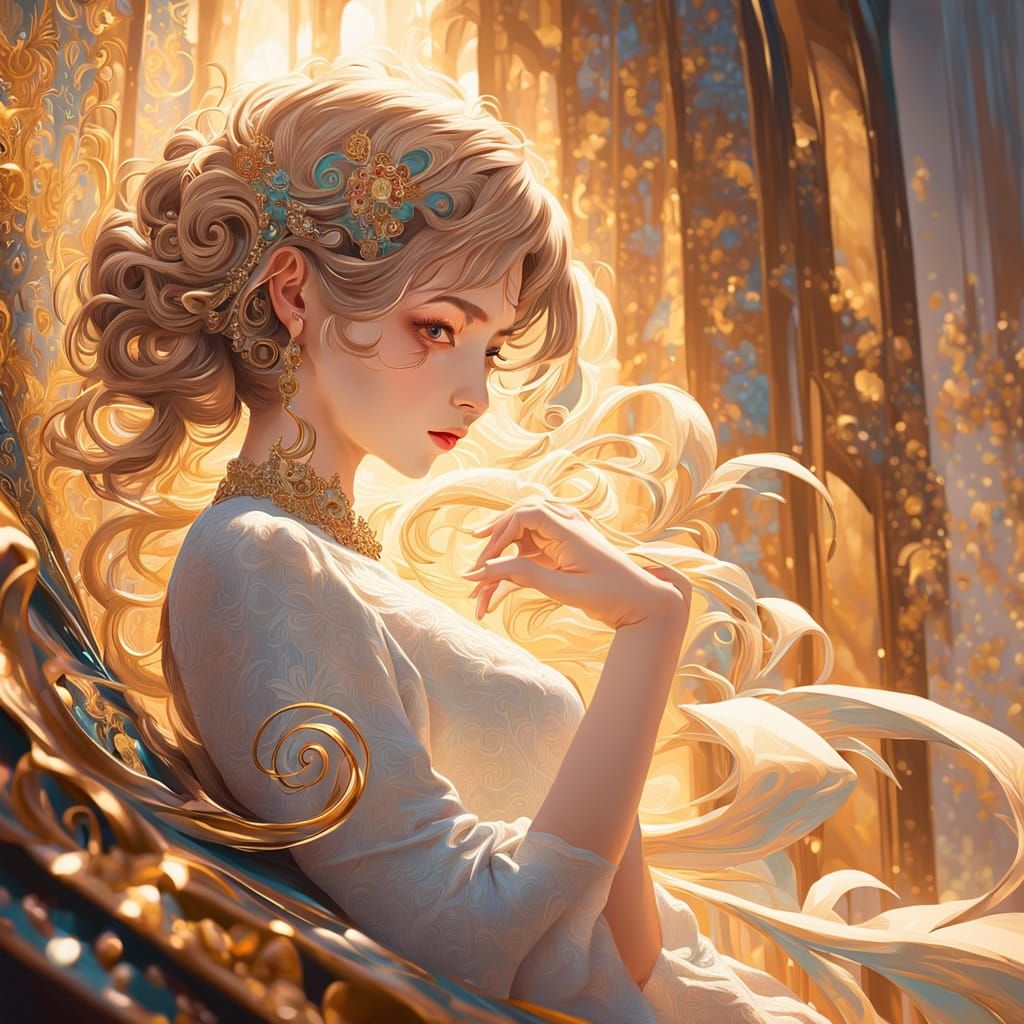 Surreal Portrait of a Woman in Golden Light