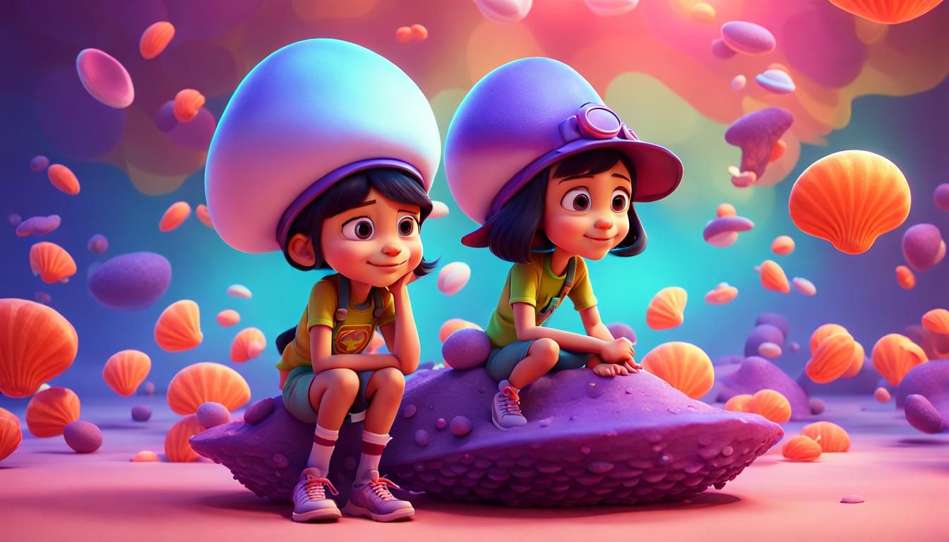 Girl with Clam Hat in Pixar Style